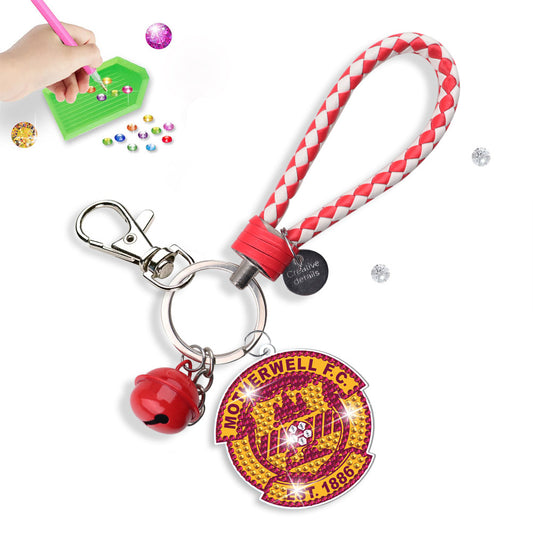 PET Double Sided Football Club Diamond Art Keyring for Home Birthday Party Decor
