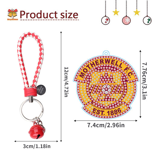 PET Double Sided Football Club Diamond Art Keyring for Home Birthday Party Decor