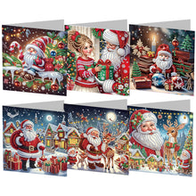 Load image into Gallery viewer, 6Pcs Christmas Santa Claus DIY Diamond Painting Card for Friends Family Gift
