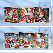 Load image into Gallery viewer, 6Pcs Christmas Santa Claus DIY Diamond Painting Card for Friends Family Gift
