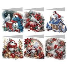 Load image into Gallery viewer, 6Pcs Christmas White Pigeon DIY Diamond Painting Card for Friends Family Gift
