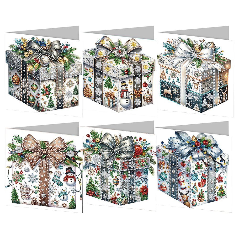 6Pcs Christmas Gift Box DIY Diamond Painting Card for Friends Family Gift