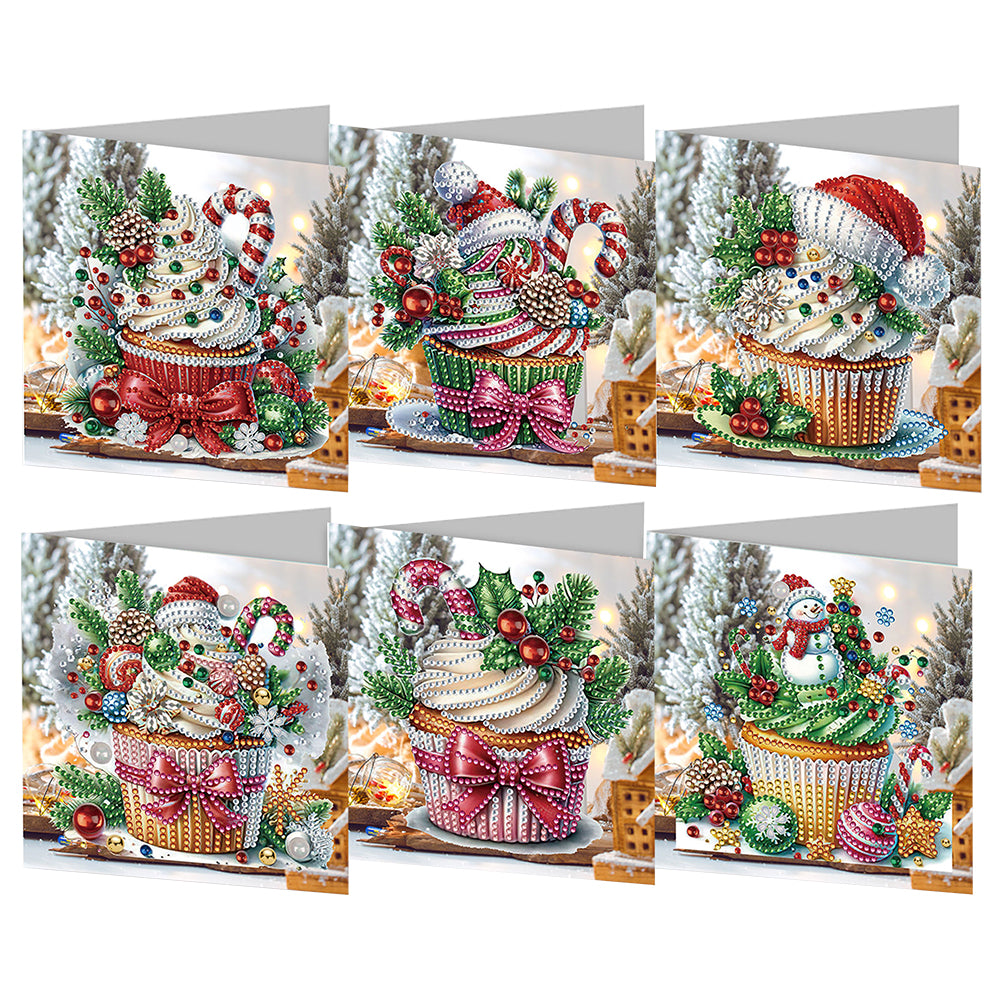 6Pcs Christmas Dessert DIY Diamond Painting Card for Friends Family Gift