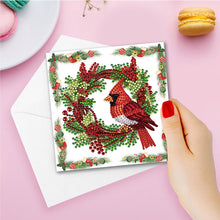 Load image into Gallery viewer, 6Pcs Christmas Red Flower DIY Diamond Painting Card for Friends Family Gift
