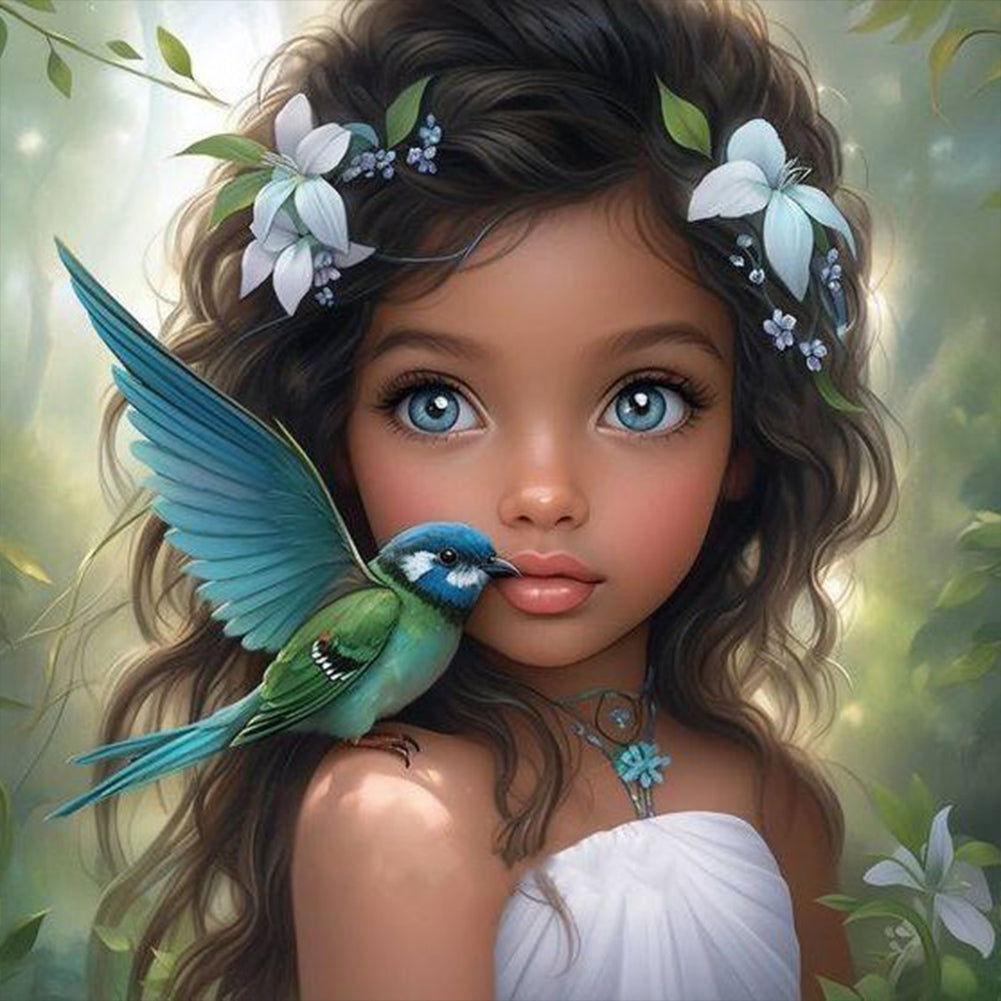 Diamond Painting - Full Round - Hummingbird girl (30*30CM)