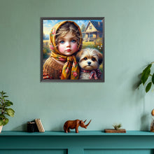 Load image into Gallery viewer, Diamond Painting - Full Round - Puppy girl (30*30CM)

