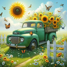 Load image into Gallery viewer, Diamond Painting - Full Round - Sunflower garden car (30*30CM)
