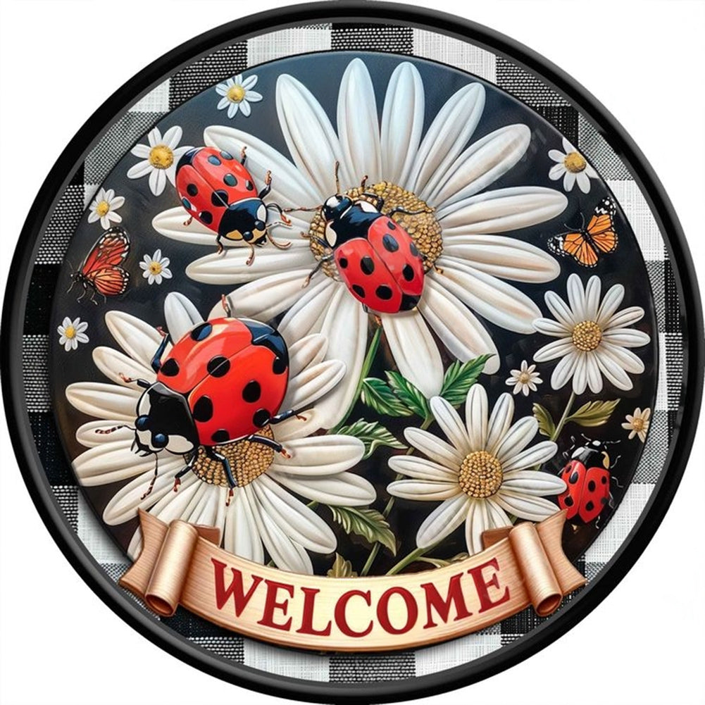 Diamond Painting - Full Round - Round Card Ladybug (40*40CM)