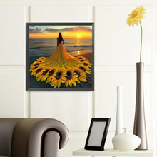 Load image into Gallery viewer, Diamond Painting - Full Round - Girl with Sunflower Skirt (40*40CM)
