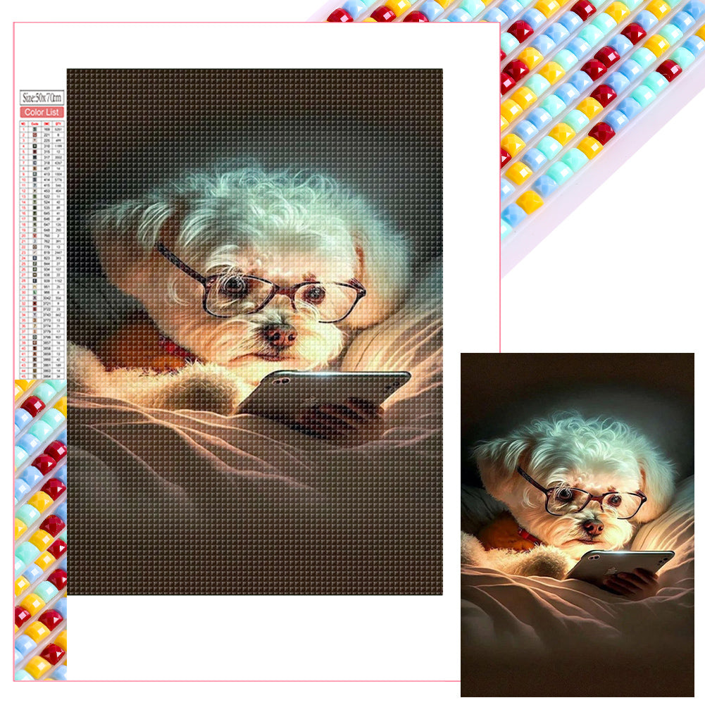 Diamond Painting - Full Square - Puppy who loves reading (50*70CM)