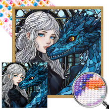 Load image into Gallery viewer, AB Diamond Painting - Full Round - girl and dragon (40*40CM)
