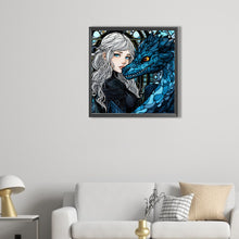 Load image into Gallery viewer, AB Diamond Painting - Full Round - girl and dragon (40*40CM)
