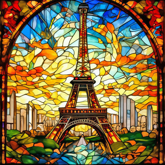 Diamond Painting - Full Round - glass art eiffel tower (40*40CM)
