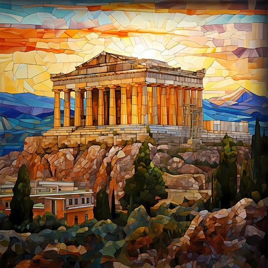 Diamond Painting - Full Round - glass art greece parthenon (40*40CM)
