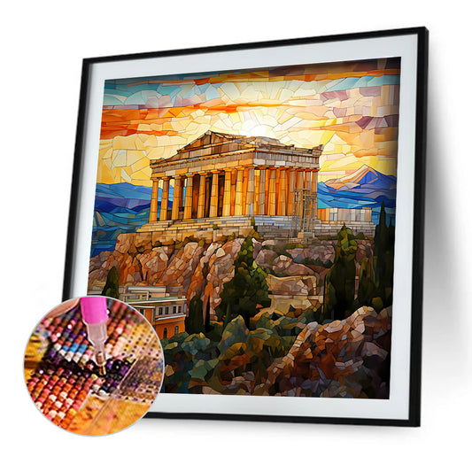 Diamond Painting - Full Round - glass art greece parthenon (40*40CM)