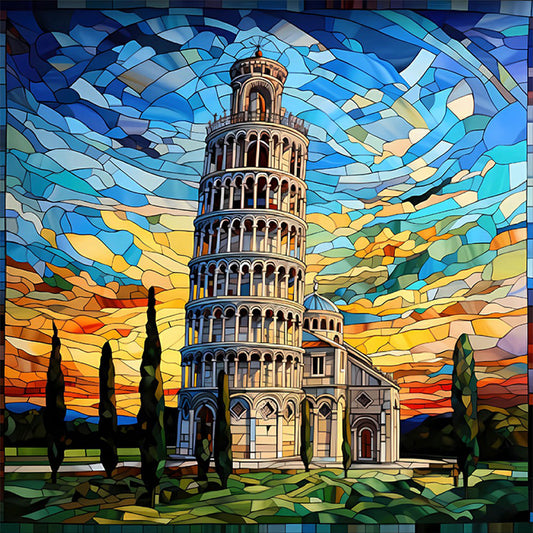 Diamond Painting - Full Round - glass art leaning tower of pisa italy (40*40CM)