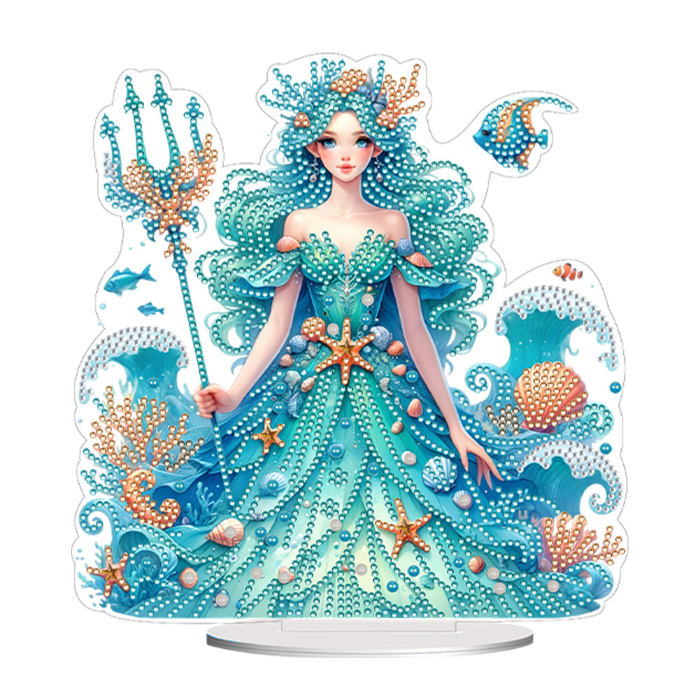 Acrylic Special Shape Ocean Girl Desktop Diamond Art Kits for Home Office Decor