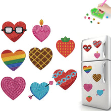 Load image into Gallery viewer, 8Pcs Special Shape Heart Diamond Painting Fridge Stickers for Home Decor

