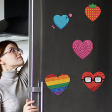 Load image into Gallery viewer, 8Pcs Special Shape Heart Diamond Painting Fridge Stickers for Home Decor

