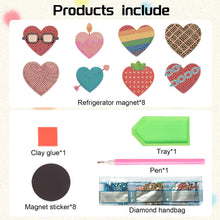 Load image into Gallery viewer, 8Pcs Special Shape Heart Diamond Painting Fridge Stickers for Home Decor
