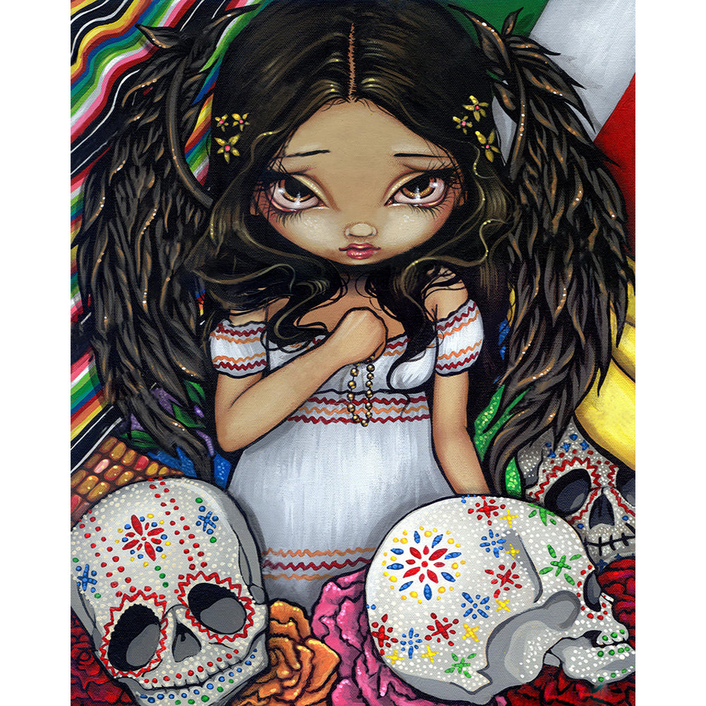 Diamond Painting - Full Round - Skull and girl (40*50CM)