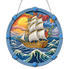 Load image into Gallery viewer, Sailboat On The Sea Special Shape Diamond Painting Decor for Garden Window Decor
