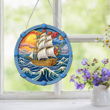 Load image into Gallery viewer, Sailboat On The Sea Special Shape Diamond Painting Decor for Garden Window Decor
