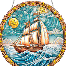 Load image into Gallery viewer, Sailboat On The Sea Special Shape Diamond Painting Decor for Garden Window Decor
