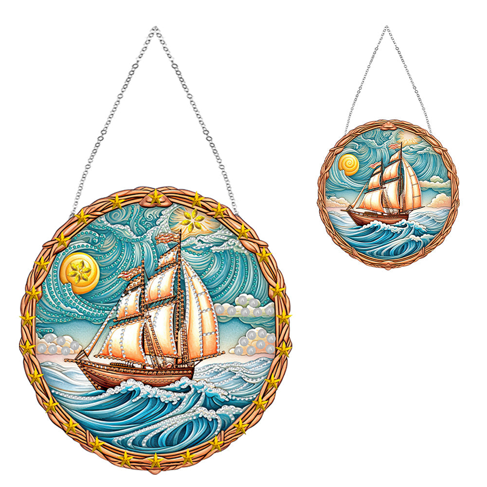 Sailboat On The Sea Special Shape Diamond Painting Decor for Garden Window Decor