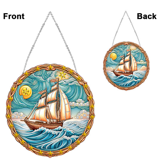 Sailboat On The Sea Special Shape Diamond Painting Decor for Garden Window Decor