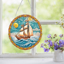 Load image into Gallery viewer, Sailboat On The Sea Special Shape Diamond Painting Decor for Garden Window Decor
