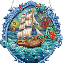 Load image into Gallery viewer, Sailboat On The Sea Special Shape Diamond Painting Decor for Garden Window Decor
