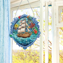 Load image into Gallery viewer, Sailboat On The Sea Special Shape Diamond Painting Decor for Garden Window Decor
