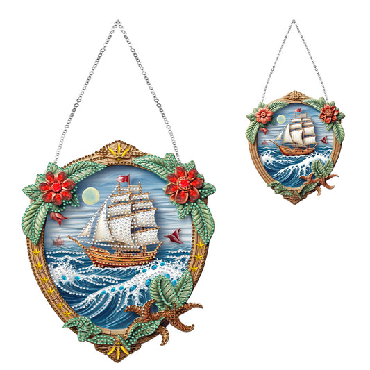 Sailboat On The Sea Special Shape Diamond Painting Decor for Garden Window Decor