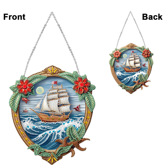Sailboat On The Sea Special Shape Diamond Painting Decor for Garden Window Decor