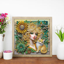 Load image into Gallery viewer, Diamond Painting - Partial Special Shaped - sunflower cat girl (30*30CM)
