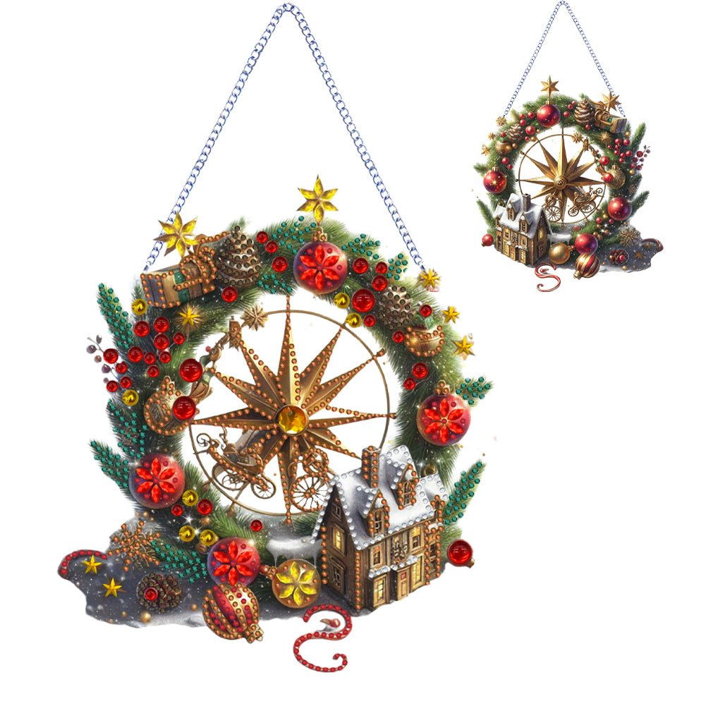 Christmas Special Shape Garland Diamond Painting Hanging Pendant for Wall Window