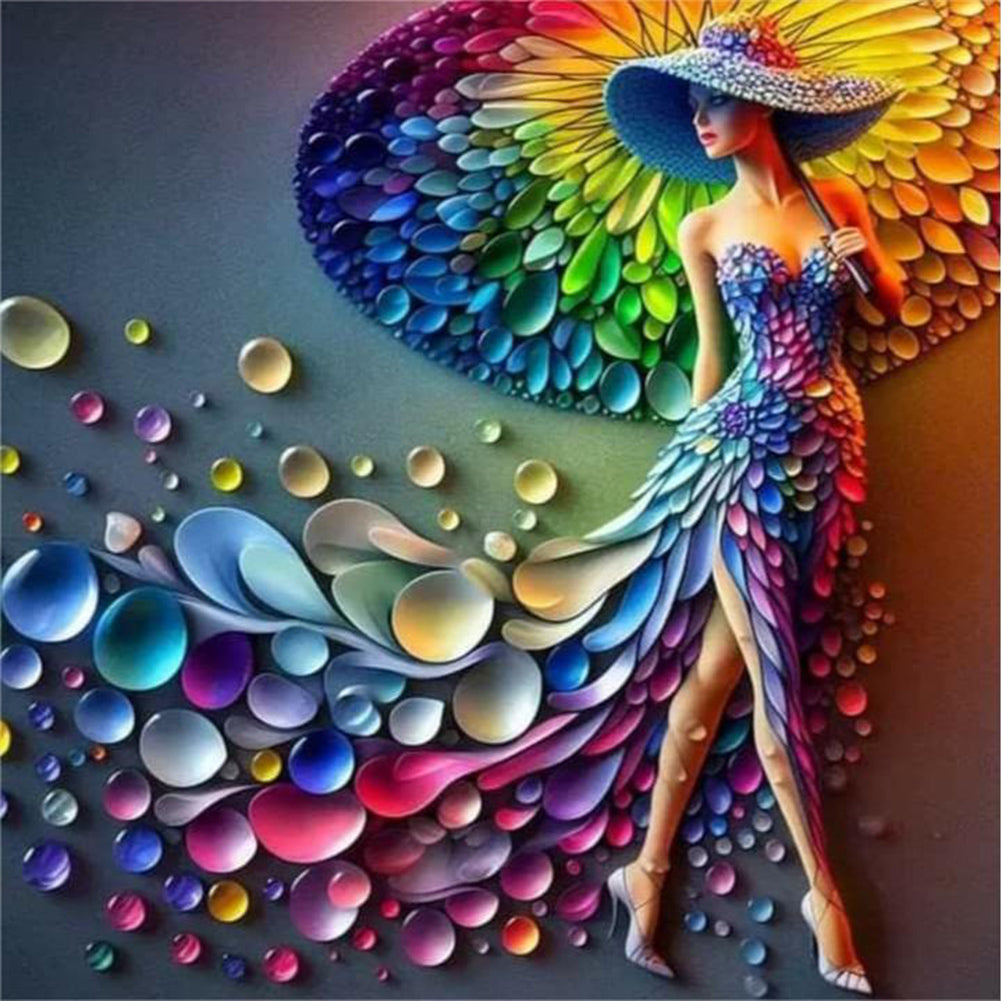Diamond Painting - Full Round - colorful art girl (40*40CM)