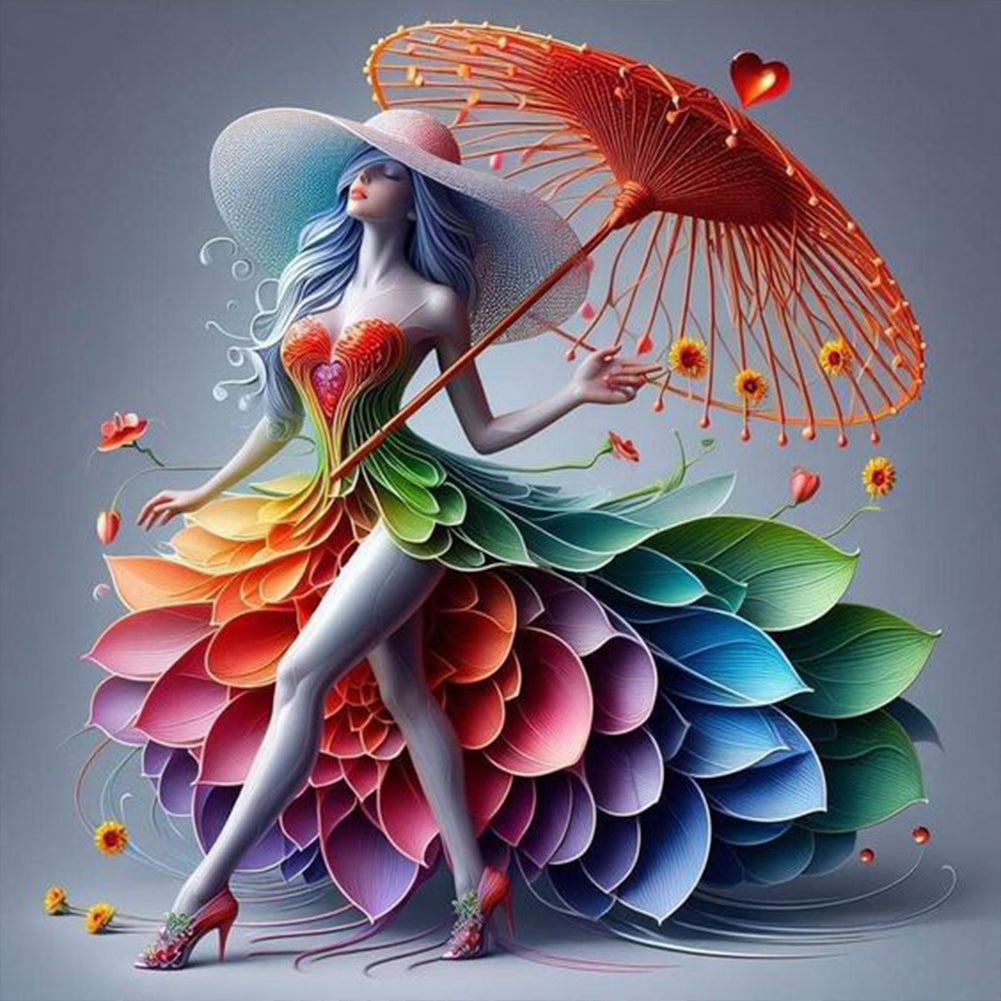 Diamond Painting - Full Round - colorful art girl (40*40CM)