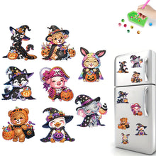 Load image into Gallery viewer, 8Pcs Acrylic Halloween Animals Diamond Art Magnets Decals for Fridge Whiteboards
