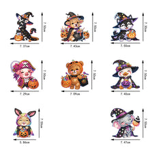 Load image into Gallery viewer, 8Pcs Acrylic Halloween Animals Diamond Art Magnets Decals for Fridge Whiteboards
