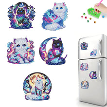 Load image into Gallery viewer, 5Pcs Acrylic Cat Diamond Painting Art Fridge Magnet for Fridge Whiteboards
