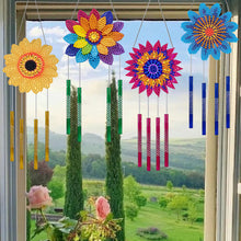 Load image into Gallery viewer, 4Pcs Acrylic Colorful Flower Diamond Painting Wind Chimes DIY Crystal Wind Chime

