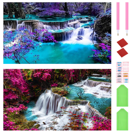 2pcs Round Diamond Painting Set - landscape beauty (70*40CM)