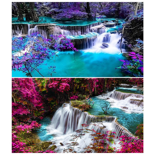2pcs Round Diamond Painting Set - landscape beauty (70*40CM)