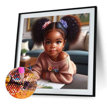 Load image into Gallery viewer, Diamond Painting - Full Round - girl drawing (30*30CM)
