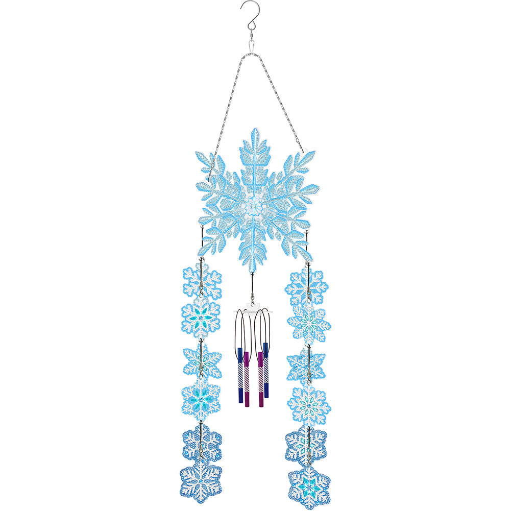 Double Sided Snowflake Crystal Wind Chimes Pendant Kit for Wall Window Decor