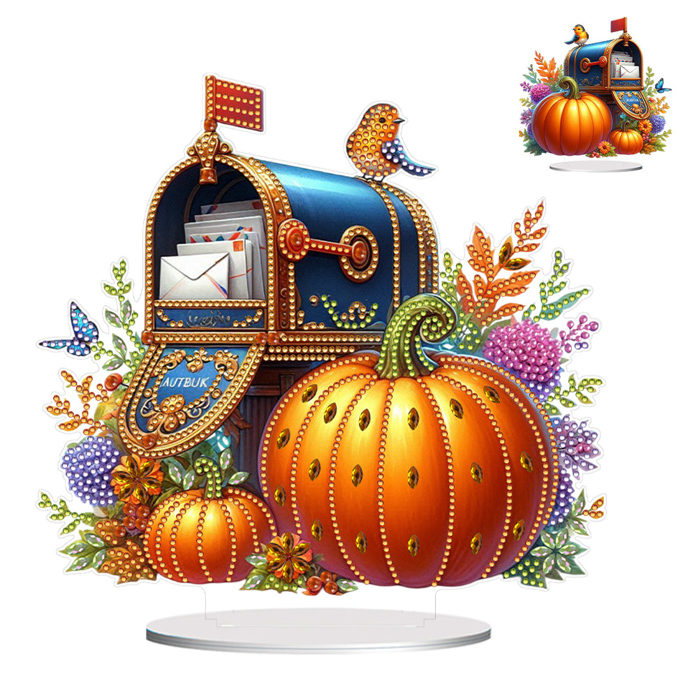 Special Shape Autumn Pumpkin Mailbox Diamond Painting Desktop Ornaments Kit
