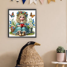 Load image into Gallery viewer, Diamond Painting - Partial Special Shaped - Girl in the flower bush (30*30CM)
