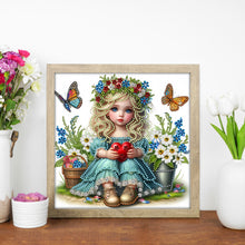Load image into Gallery viewer, Diamond Painting - Partial Special Shaped - Girl in the flower bush (30*30CM)
